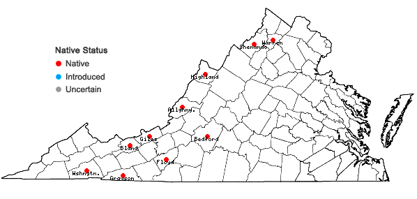Locations ofBrachyelytrum aristosum (Michx.) Trel. in Banner & Coville in Virginia