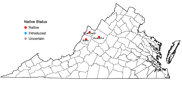 Locations ofBromus kalmii Gray in Virginia