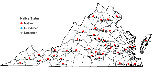 Locations ofBryum argenteum Hedwig var. argenteum in Virginia