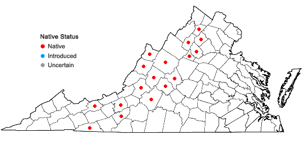 Locations ofCalamagrostis canadensis (Michx.) Beauv. var. canadensis in Virginia