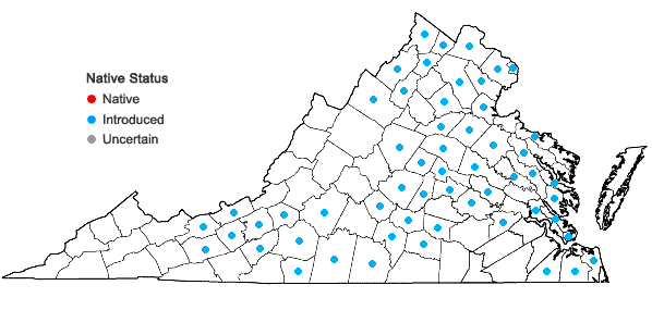 Locations ofCarduus nutans L. in Virginia