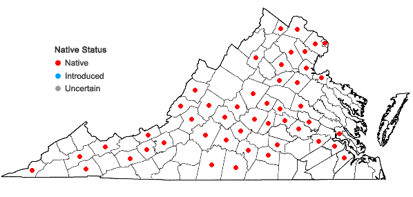 Locations ofCarex jamesii Schweinitz in Virginia