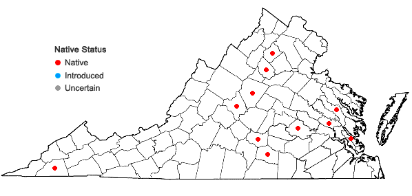 Locations ofCephaloziella hampeana (Nees) Schiffn. ex Loeske in Virginia