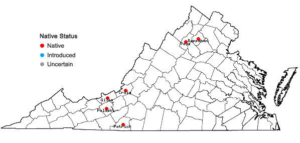 Locations ofCephaloziella spinicaulis Doulin in Virginia