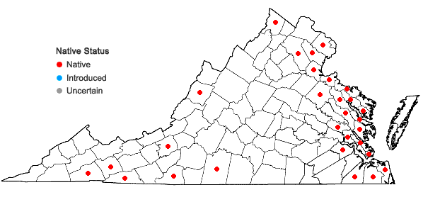 Locations ofCeratophyllum demersum L. in Virginia