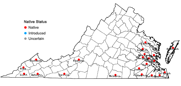 Locations ofCheilolejeunea unciloba (Lindenb.) Malombe in Virginia
