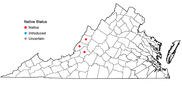 Locations ofCoscinodon cribrosus (Hedw.) Spruce in Virginia