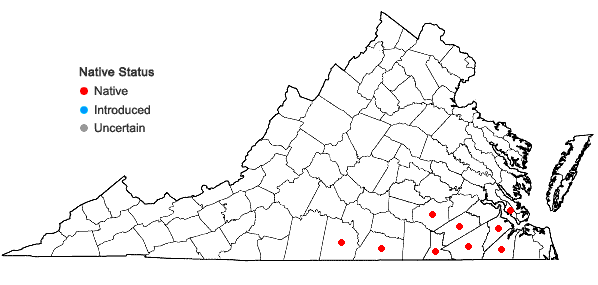 Locations ofCrataegus marshallii Egglest. in Virginia