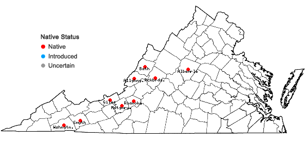 Locations ofCratoneuron filicinum (Hedw.) Spruce in Virginia
