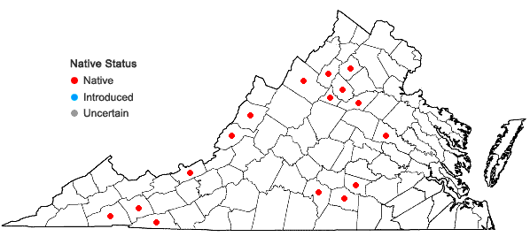 Locations ofDicranum fuscescens Turner var. fuscescens in Virginia
