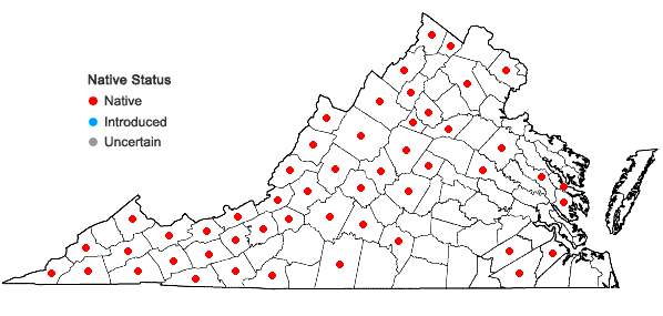 Locations ofDiphasiastrum tristachyum (Pursh) Holub in Virginia