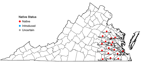 Locations ofDrosera brevifolia Pursh in Virginia