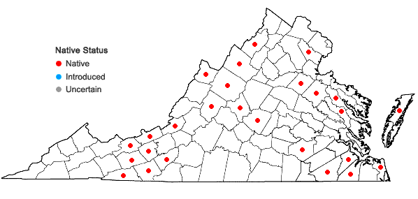 Locations ofDrosera rotundifolia L. in Virginia