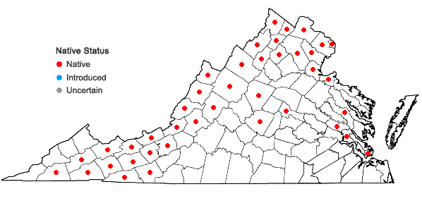 Locations ofElodea canadensis Michx. in Virginia