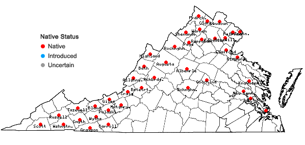 Locations ofElodea canadensis Michx. in Virginia
