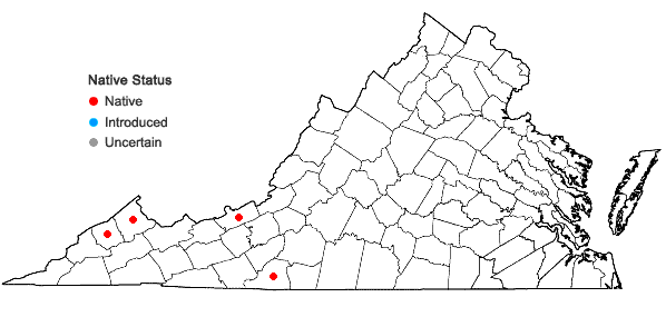 Locations ofEntodon sullivantii (Müll. Hal.) Lindb. in Virginia