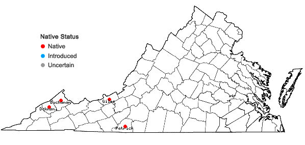 Locations ofEntodon sullivantii (Müll. Hal.) Lindb. in Virginia