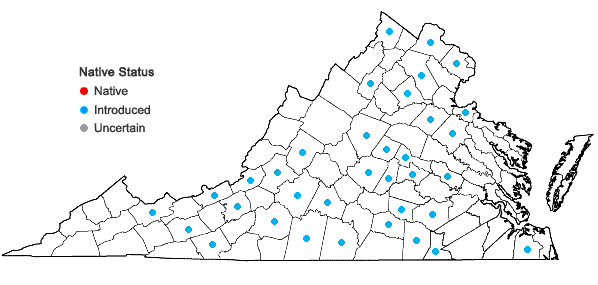 Locations ofEragrostis minor Host in Virginia