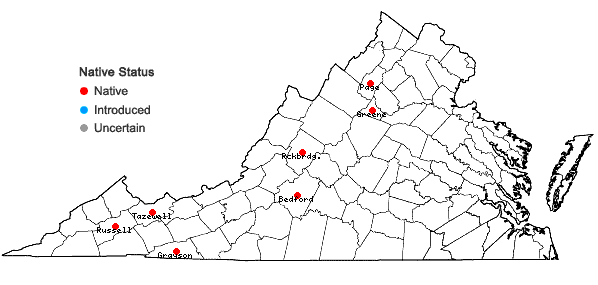 Locations ofEuphorbia purpurea (Raf.) Fern. in Virginia