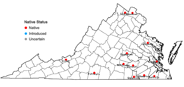 Locations ofFontinalis sullivantii Lindb. in Virginia