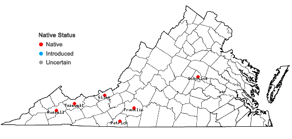 Locations ofFrullania appalachiana R. M. Schuster in Virginia