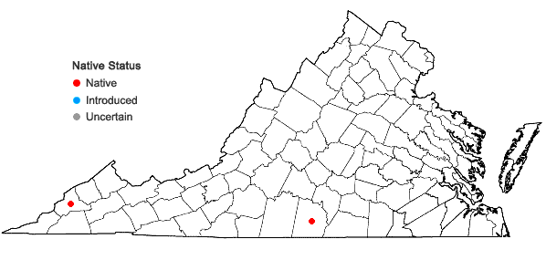 Locations ofGillenia stipulata (Muhl. ex Willd.) Nutt. in Virginia