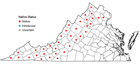 Locations ofGlyceria melicaria (Michx.) F.T. Hubbard in Virginia
