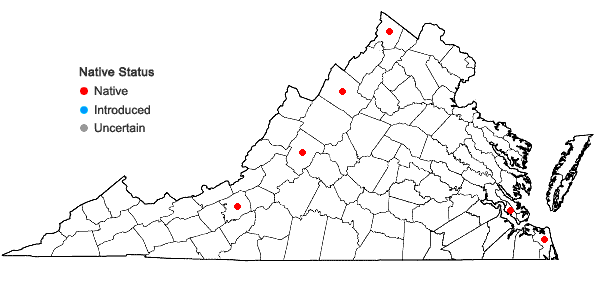 Locations ofLemna trisulca L. in Virginia