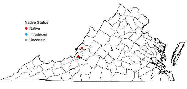 Locations ofLiatris squarrulosa Michx. in Virginia