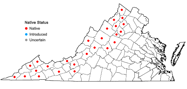 Locations ofLonicera dioica L. in Virginia