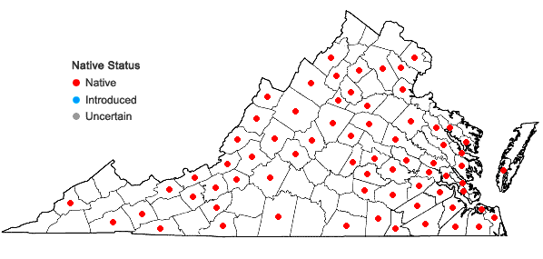 Locations ofMalaxis unifolia Michaux in Virginia