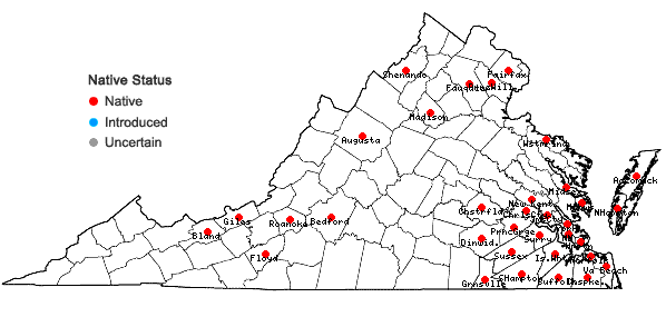 Locations ofMalus angustifolia (Aiton) Michx. in Virginia