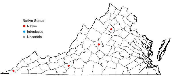 Locations ofMinuartia groenlandica (Retz.) Ostenf. in Virginia