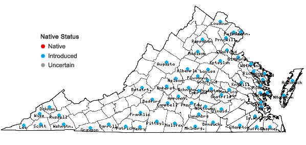 Locations ofMiscanthus sinensis Anderss. in Virginia