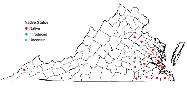 Locations ofMyriophyllum heterophyllum Michx. in Virginia