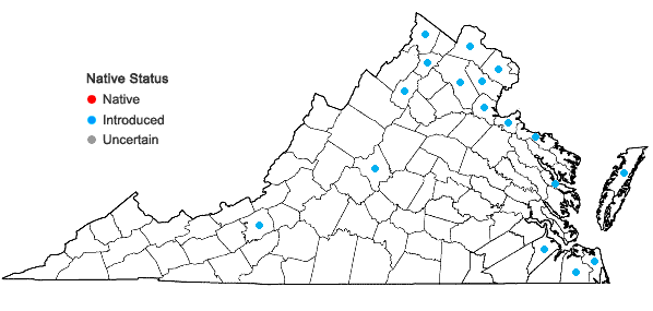 Locations ofMyriophyllum spicatum L. in Virginia