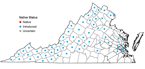 Locations ofNasturtium officinale R. Brown in Virginia