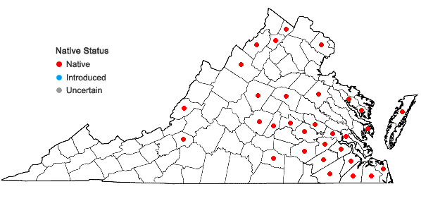 Locations ofNymphaea odorata Aiton ssp. odorata in Virginia