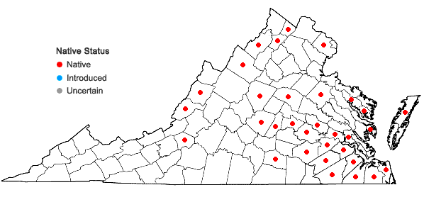 Locations ofNymphaea odorata Aiton ssp. odorata in Virginia