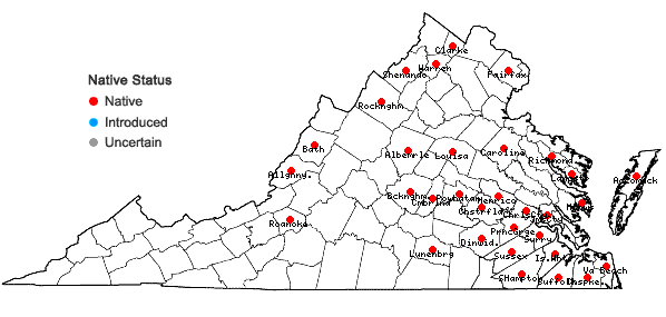 Locations ofNymphaea odorata Aiton ssp. odorata in Virginia