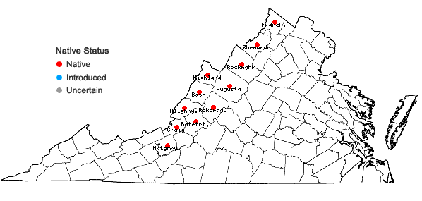 Locations ofOenothera argillicola Mackenzie in Virginia