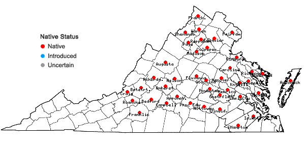 Locations ofOpuntia humifusa (Raf.) Raf. in Virginia