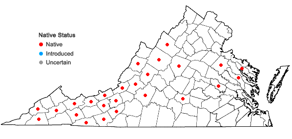 Locations ofParnassia asarifolia Vent. in Virginia