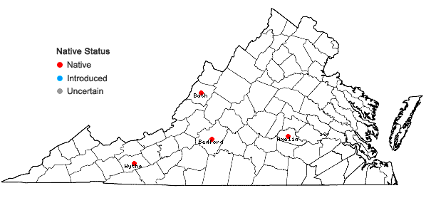 Locations ofPhlox derelicta Floden & McKenzie in Virginia