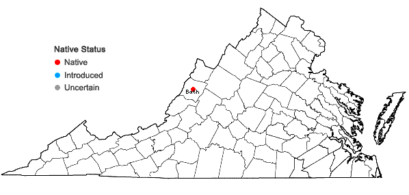 Locations ofPlagiopus oederianus (Sw.) H.A. Crum & L.E. Anderson in Virginia