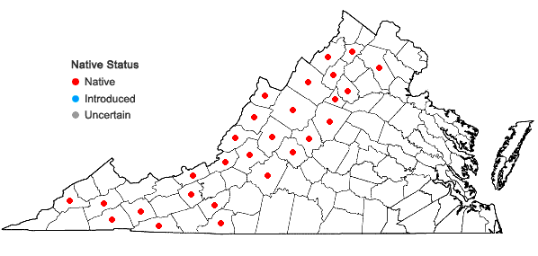 Locations ofPlatanthera psycodes (L.) Lindl. in Virginia