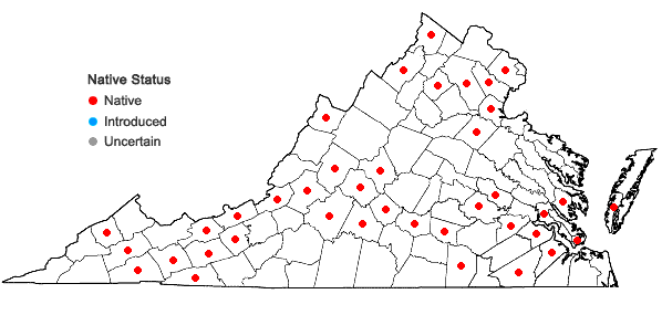 Locations ofPohlia nutans (Hedw.) Lindb. in Virginia