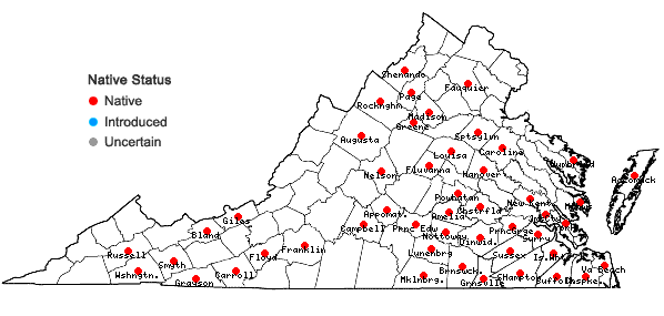 Locations ofPolytrichum commune Hedwig var. commune in Virginia