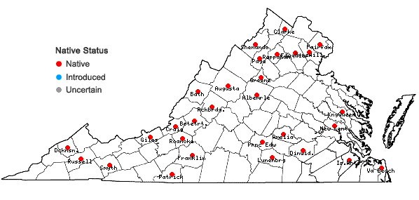 Locations ofPolytrichum juniperinum Hedwig in Virginia