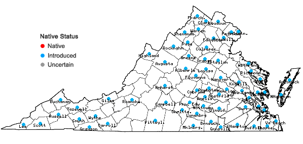 Locations ofPortulaca oleracea L. in Virginia